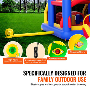 Inflatable Bounce House 4.0x2.4x2.4m | Outdoor Playhouse Trampoline with Blower, Slide & Storage Bag | Backyard Bouncy Castle for Kids 3-8 Years
