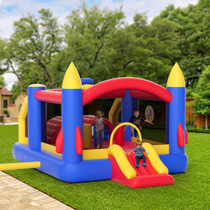 Inflatable Bounce House 4.0x2.4x2.4m | Outdoor Playhouse Trampoline with Blower, Slide & Storage Bag | Backyard Bouncy Castle for Kids 3-8 Years