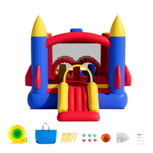 Inflatable Bounce House 4.0x2.4x2.4m | Outdoor Playhouse Trampoline with Blower, Slide & Storage Bag | Backyard Bouncy Castle for Kids 3-8 Years