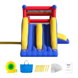 Inflatable Bounce House 4.6x2.6x2.3m | Outdoor Playhouse Trampoline with Blower, Slide & Storage Bag | Family Backyard Bouncy Castle for Kids 3-8 Years