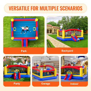 Inflatable Bounce House | 4.5x4.4x2m Outdoor Bouncy Castle with Slide & Blower | Backyard Trampoline Playhouse for Kids 3–10 Years