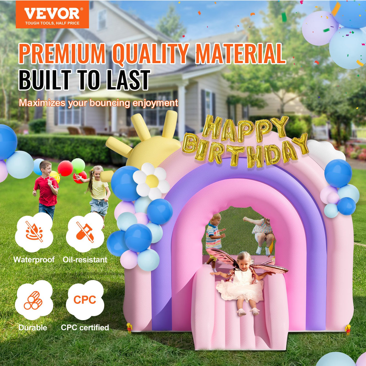 Inflatable Bounce House 2.8x2.3x2.3m | Includes Blower & Slide | For Ages 3-8