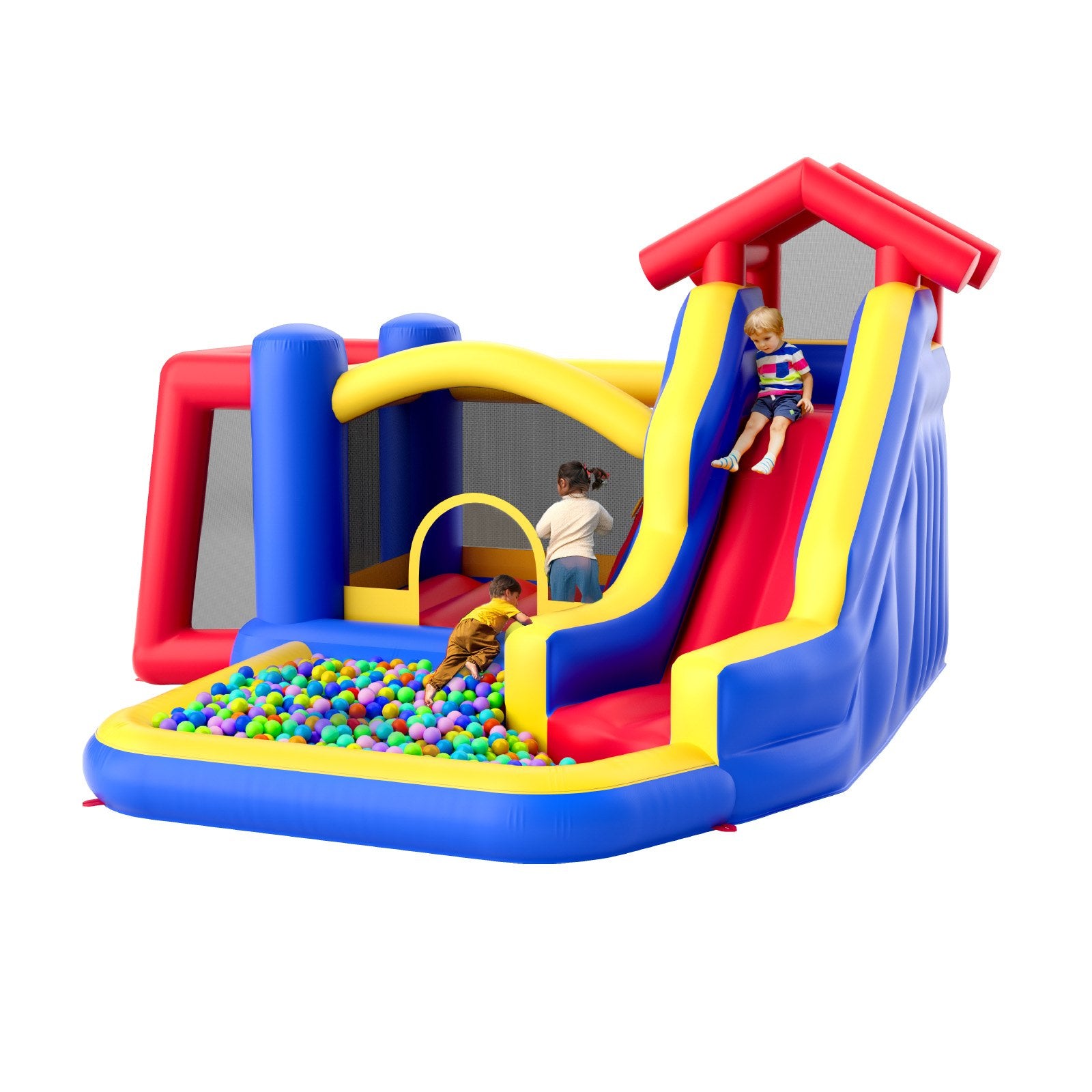 Inflatable Bounce House | 3.3x3x2.3m Outdoor Bouncy Castle with Slide & Blower | Backyard Playhouse for Kids 3–8 Years