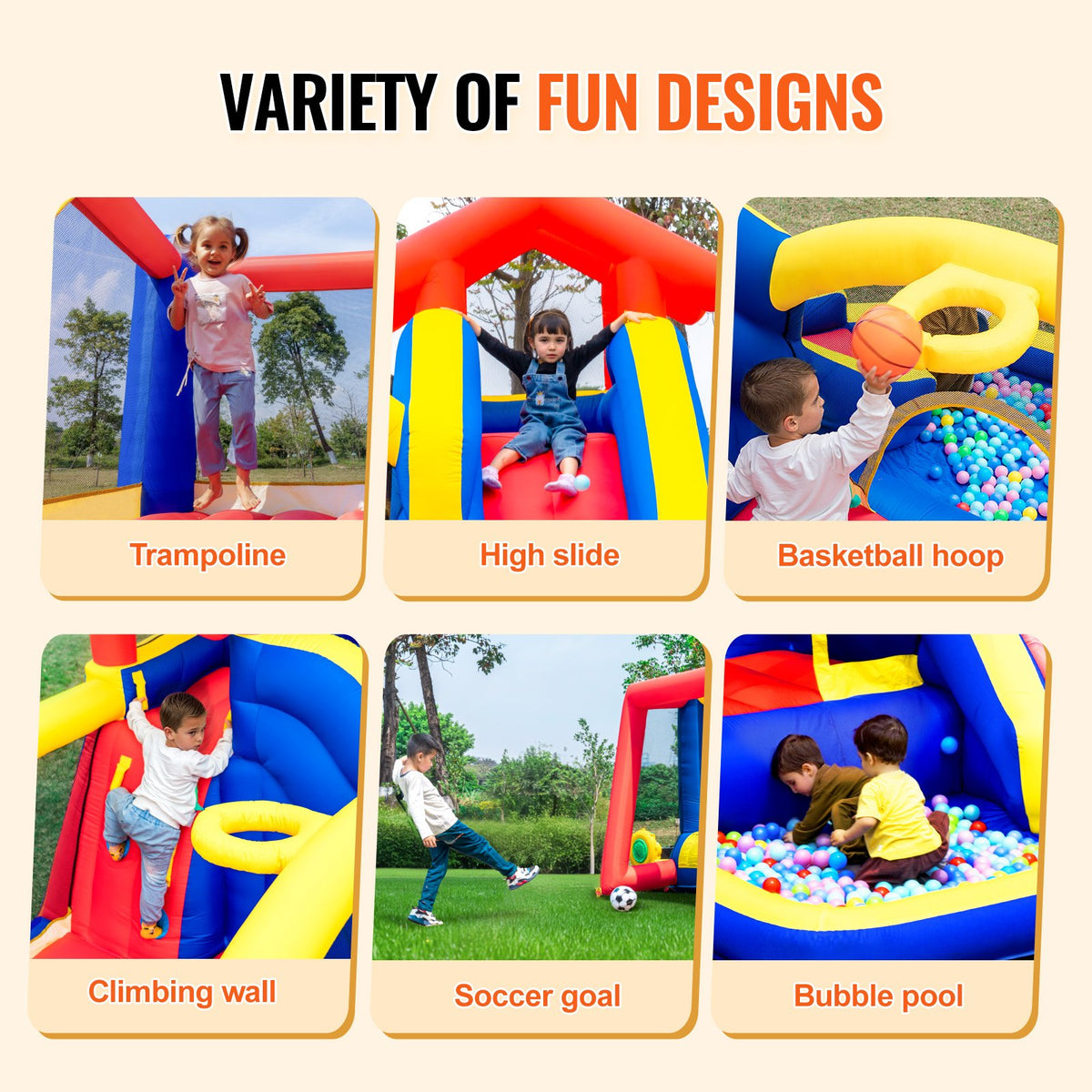 Inflatable Bounce House | 3.3x3x2.3m Outdoor Bouncy Castle with Slide & Blower | Backyard Playhouse for Kids 3–8 Years