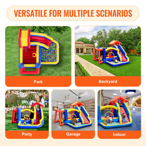 Inflatable Bounce House | 3.3x3x2.3m Outdoor Bouncy Castle with Slide & Blower | Backyard Playhouse for Kids 3–8 Years
