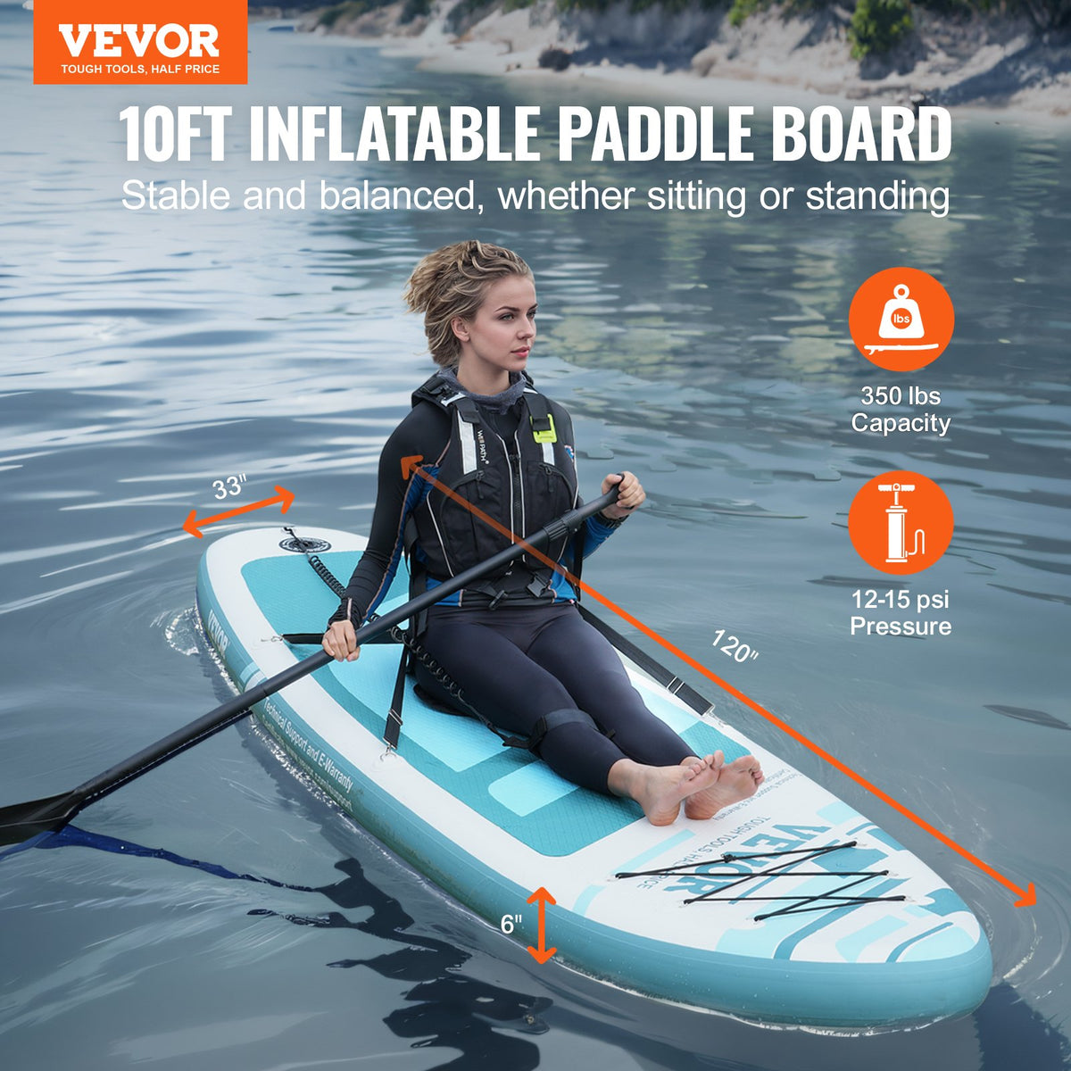 Inflatable SUP Paddle Board | 152mm with Removable Kayak Seat, Pump, Paddle & Accessories | Youth & Adult Use