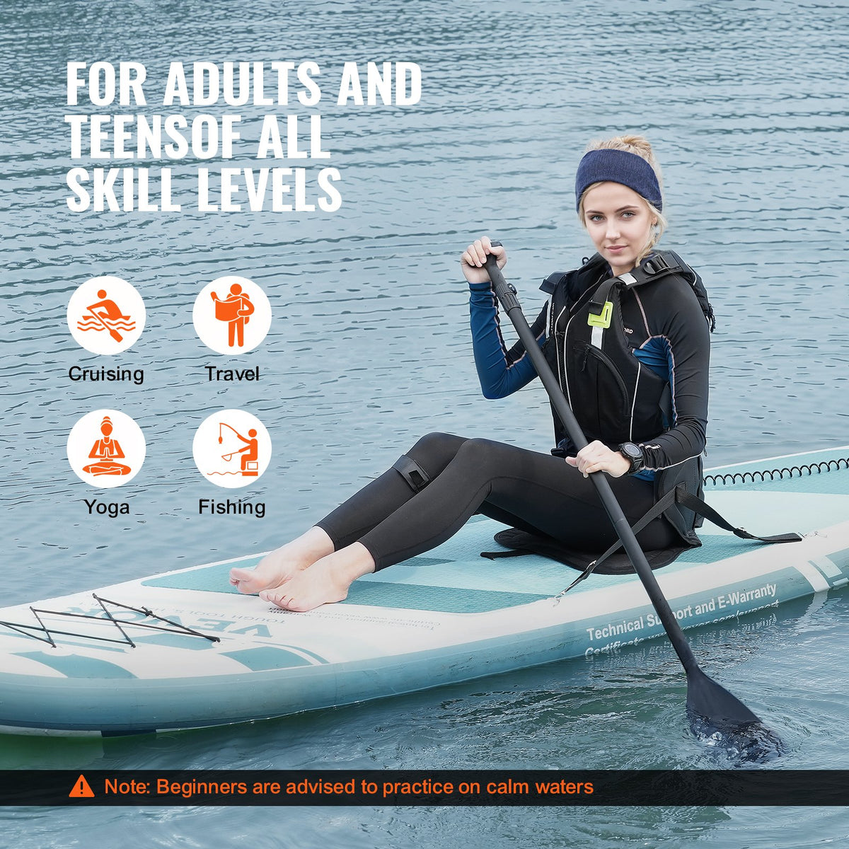 Inflatable SUP Paddle Board | 152mm with Removable Kayak Seat, Pump, Paddle & Accessories | Youth & Adult Use