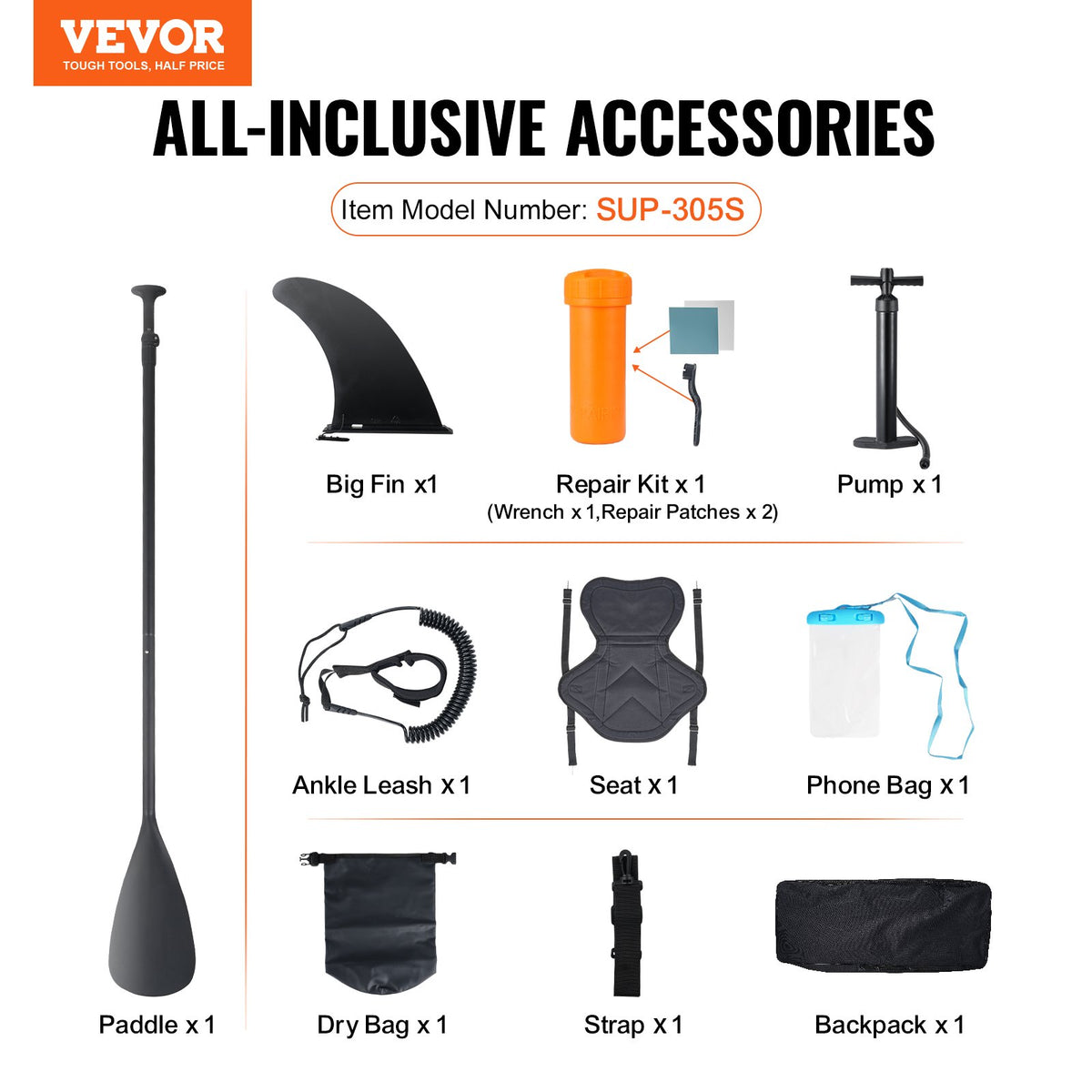Inflatable SUP Paddle Board | 152mm with Removable Kayak Seat, Pump, Paddle & Accessories | Youth & Adult Use