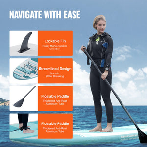 Inflatable Stand Up Paddle Board 152mm Wide | SUP Paddleboard Kit with Pump, Paddle, Fin, Phone Bag, Backpack, Ankle Leash, Repair Kit | Non-Slip Deck for Youth & Adults