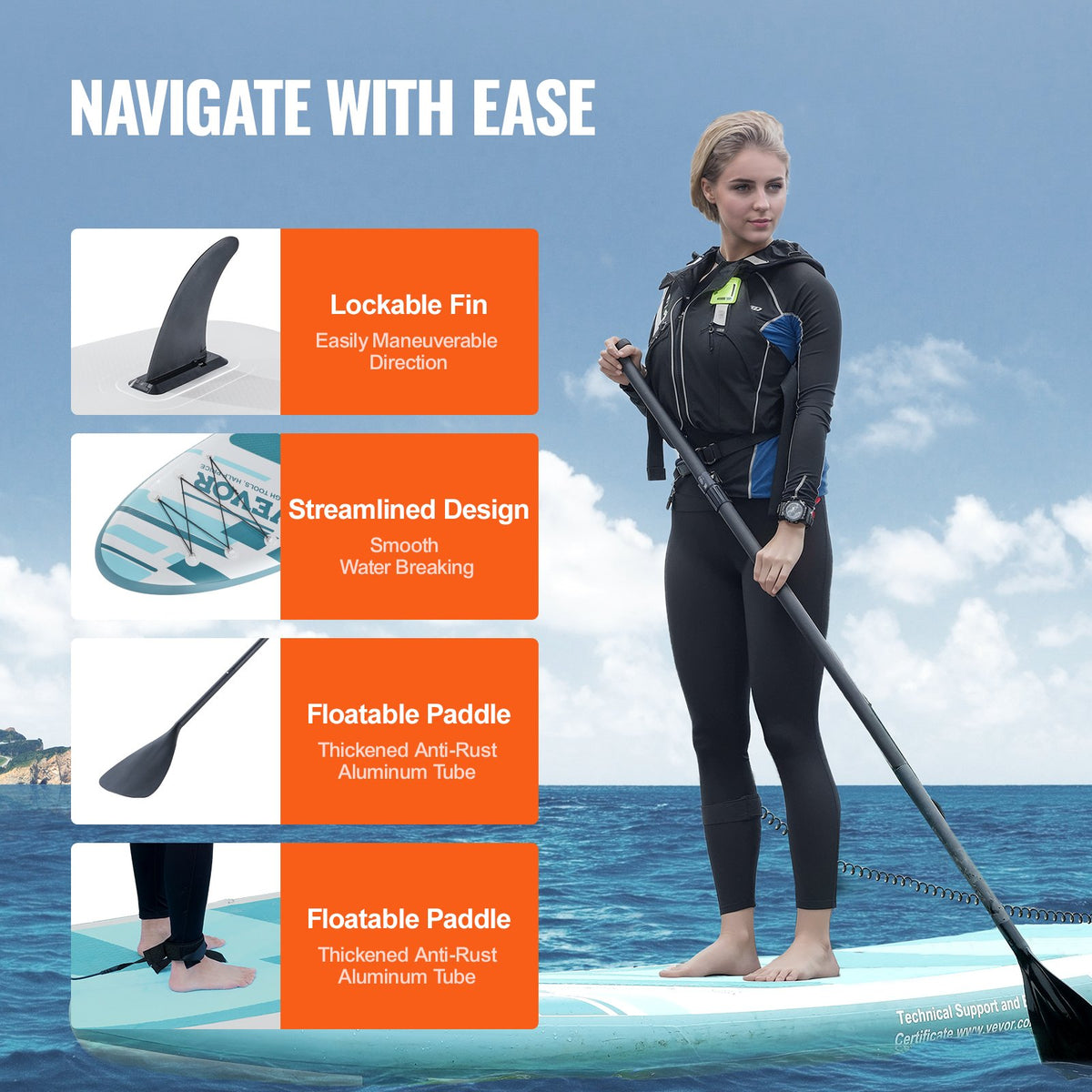 Inflatable Stand Up Paddle Board 152mm Wide | SUP Paddleboard Kit with Pump, Paddle, Fin, Phone Bag, Backpack, Ankle Leash, Repair Kit | Non-Slip Deck for Youth & Adults