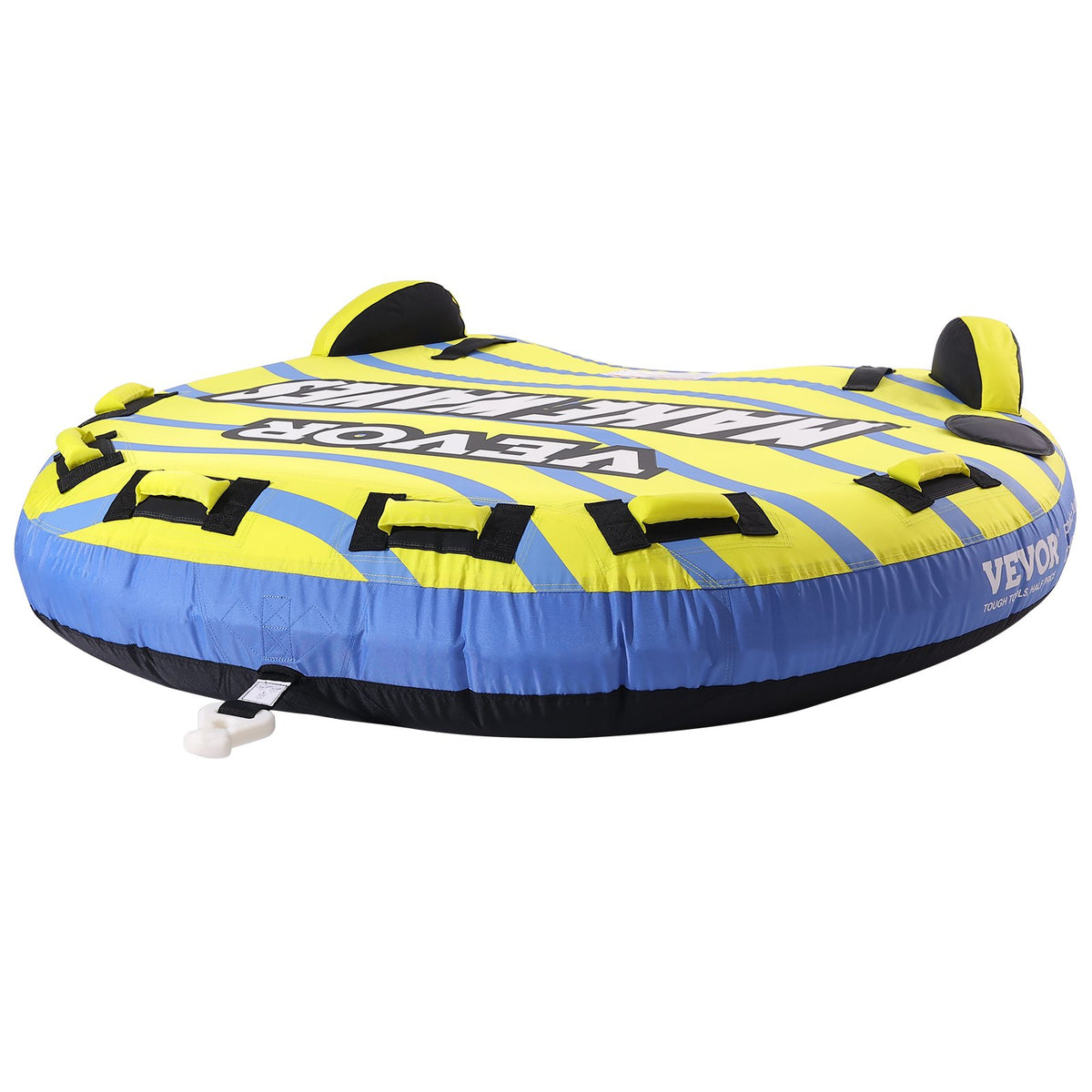 Towable Tube for Boating 1-3 Riders | 510lbs Capacity Inflatable Tube with Bumper Fins, Full Nylon Cover, EVA Handles & Speed Safety Valve | For Water Sports & Boat Towing