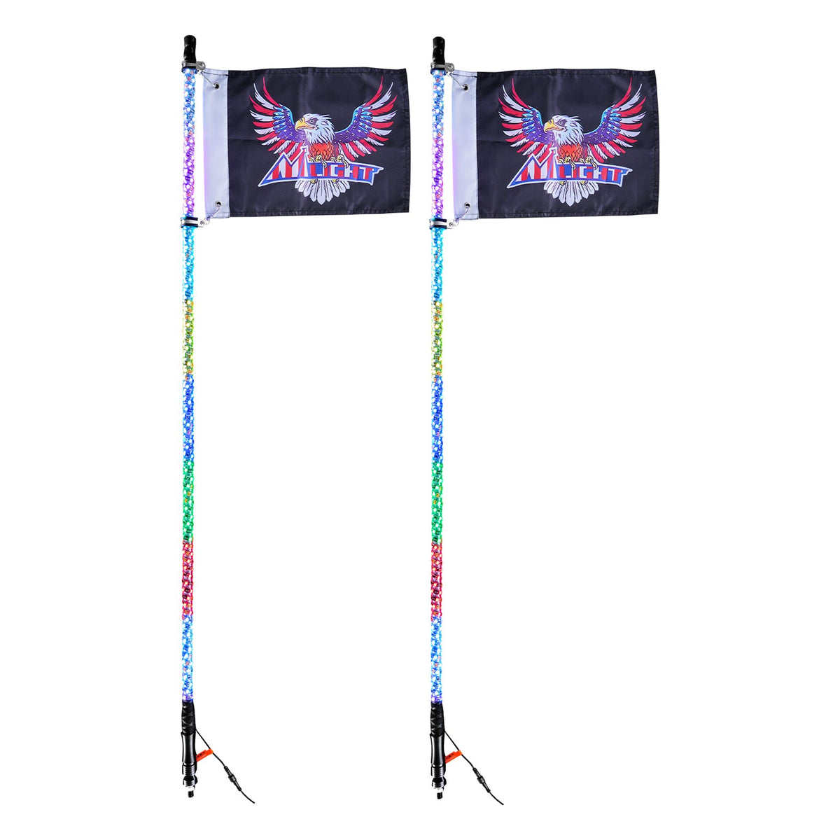 LED Whip Lights 2 Pack 5FT | APP & RF Remote Control | Waterproof RGB Chasing Whips with 4 Flags | For UTV, ATV, Off-Road & Trucks
