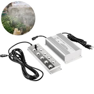Mist Maker | 10-Head Ultrasonic Fogger with Power Supply | 5kg/h Stainless Steel Pond & Garden Humidifier