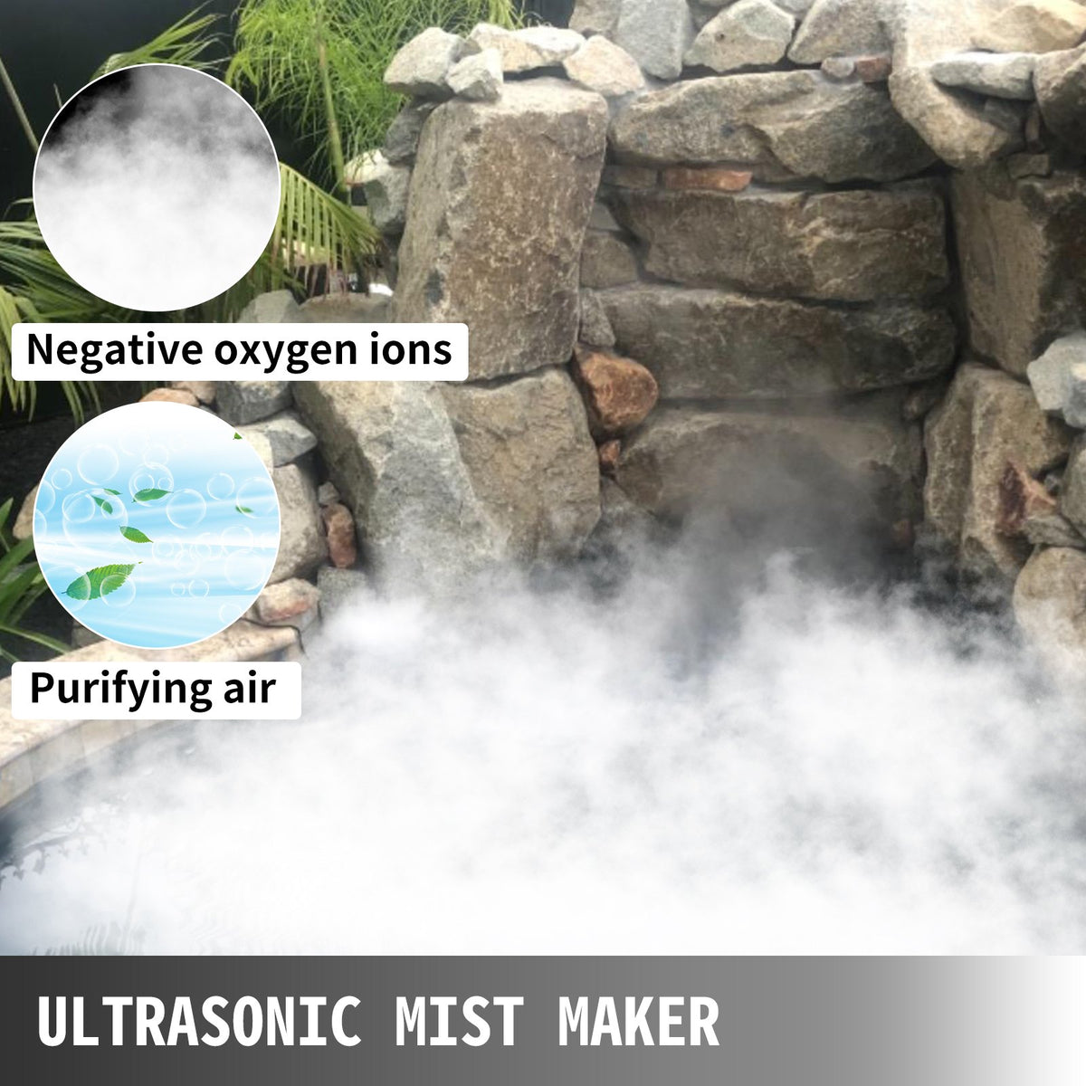 Mist Maker | 10-Head Ultrasonic Fogger with Power Supply | 5kg/h Stainless Steel Pond & Garden Humidifier