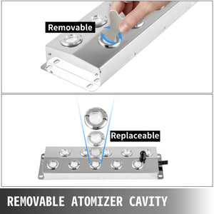 Mist Maker | 10-Head Ultrasonic Fogger with Power Supply | 5kg/h Stainless Steel Pond & Garden Humidifier