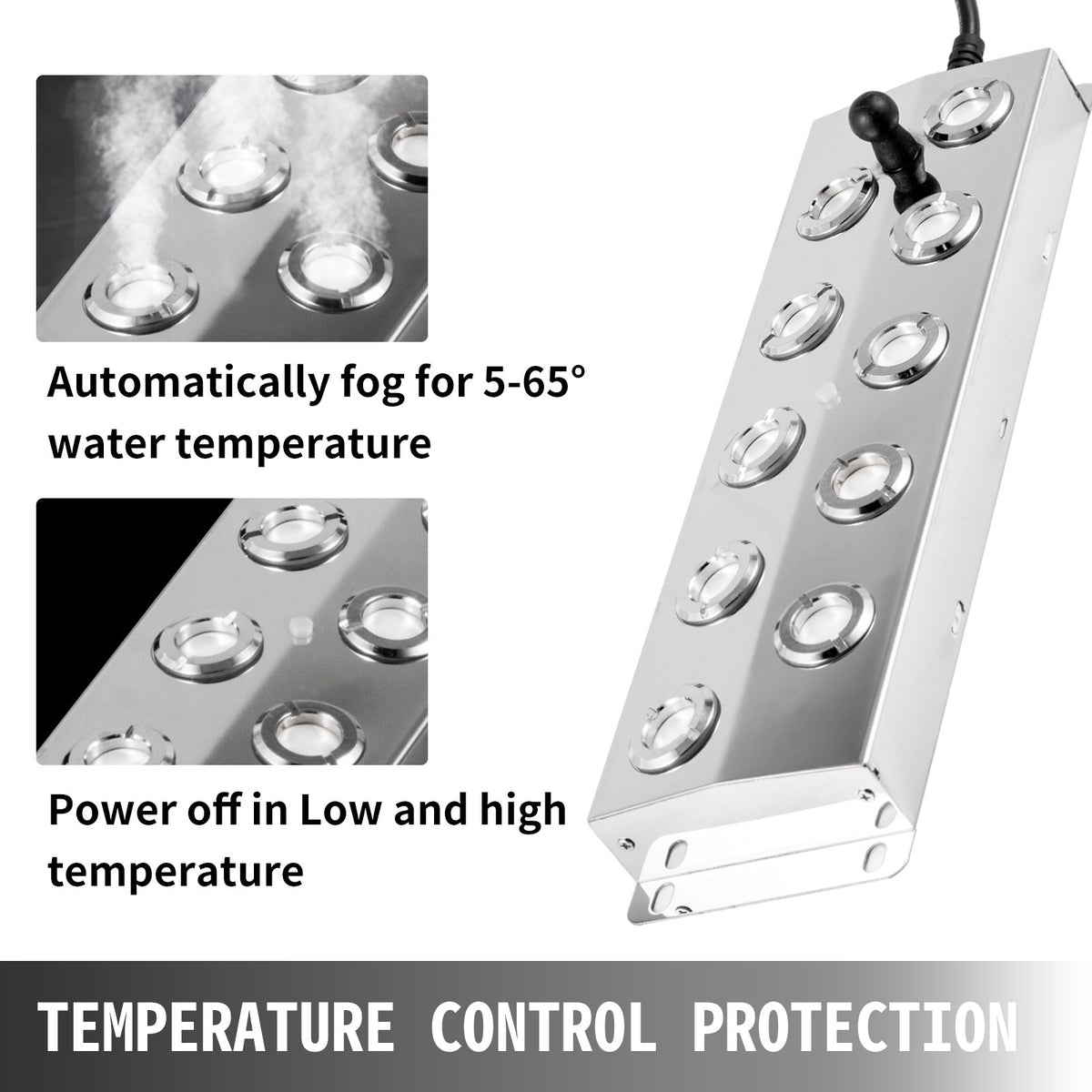 Mist Maker | 10-Head Ultrasonic Fogger with Power Supply | 5kg/h Stainless Steel Pond & Garden Humidifier