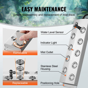 Ultrasonic Mist Maker | 10-Head 7000mL/h Fogger | IP67 Waterproof