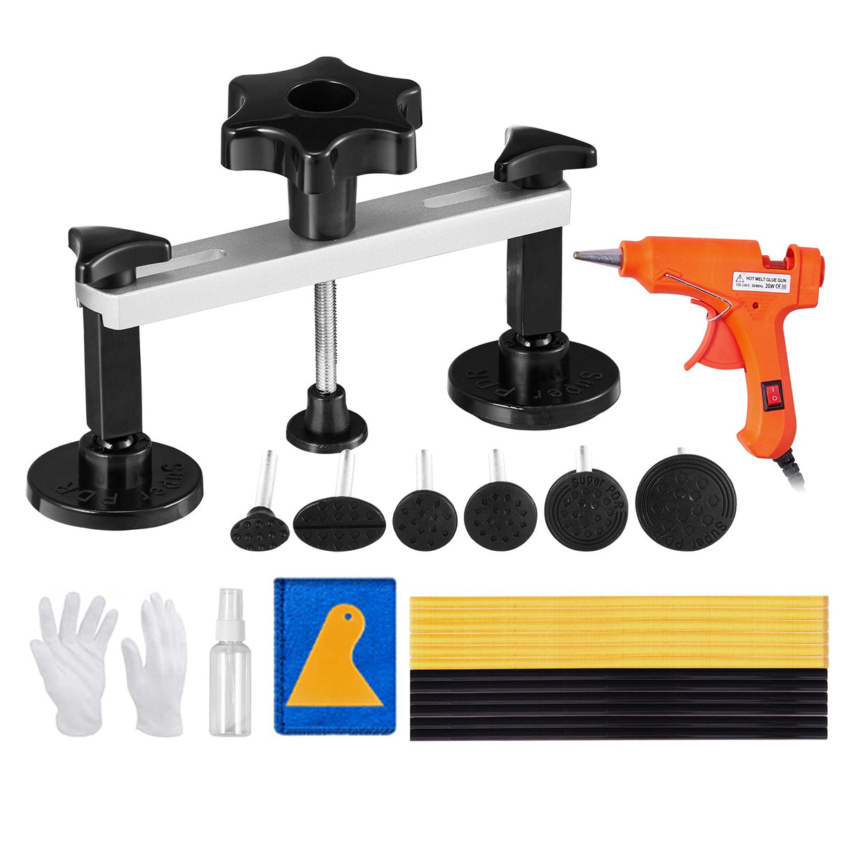 Dent Removal Kit 25 Piece | Paintless Auto Body Repair Tools with Glue Gun & Puller Tabs