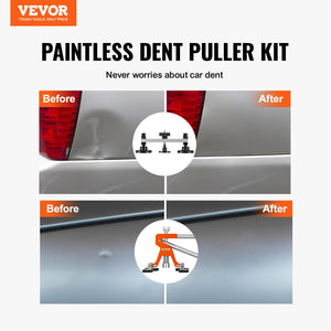 Dent Removal Kit 56 Piece | Paintless Car Dent Repair Tools with Golden Lifter, Bridge Puller & Hot Glue Gun | For Auto Dents & Hail Damage