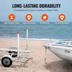 Boat Trailer Guide 1.57m with LED Lights | 2 Pack Galvanised Steel Guides with PVC Pipes | Fits Ski, Fishing & Sailboat Trailers