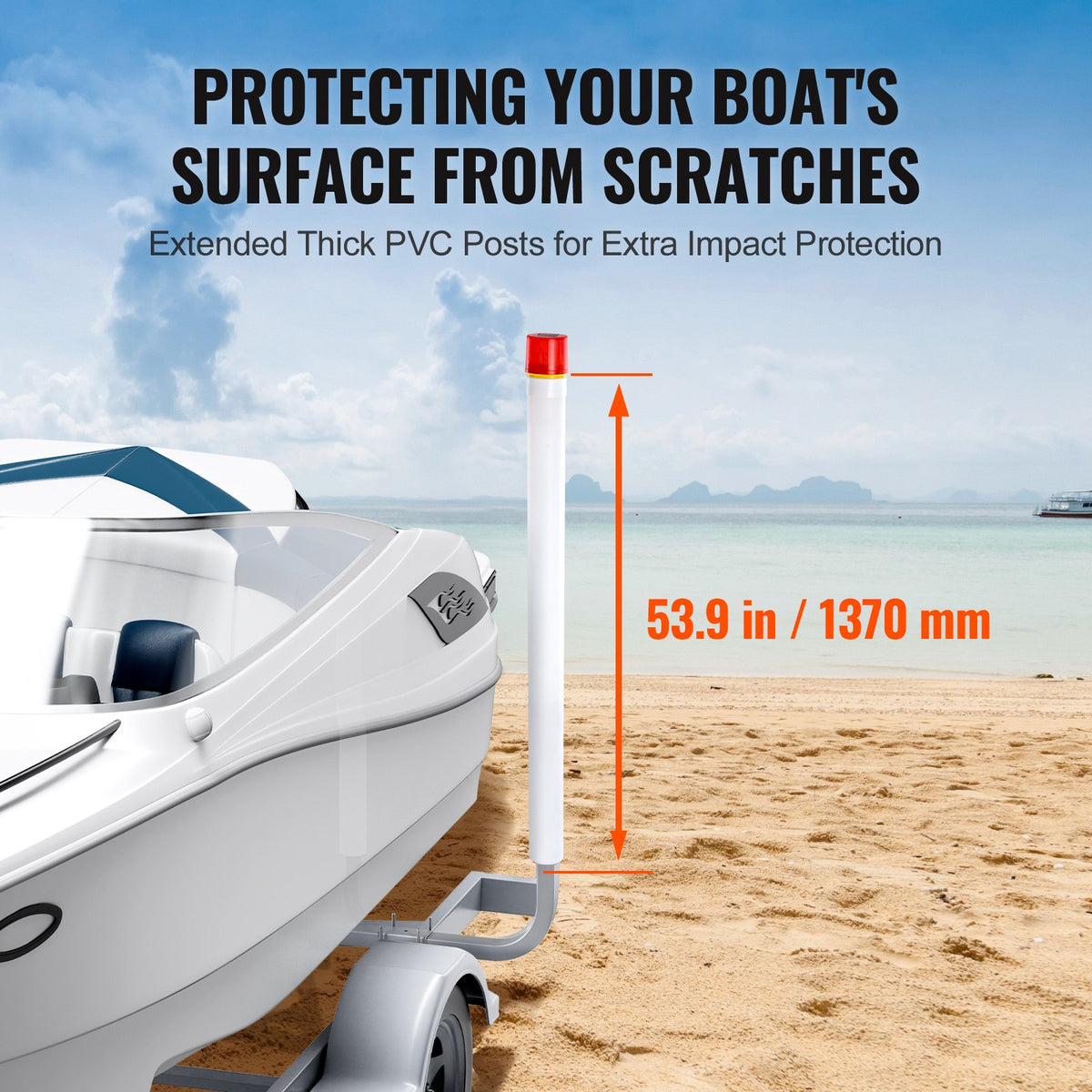 Boat Trailer Guide 1.57m with LED Lights | 2 Pack Galvanised Steel Guides with PVC Pipes | Fits Ski, Fishing & Sailboat Trailers