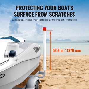 Boat Trailer Guide 1.57m with LED Lights | 2 Pack Galvanised Steel Guides with PVC Pipes | Fits Ski, Fishing & Sailboat Trailers