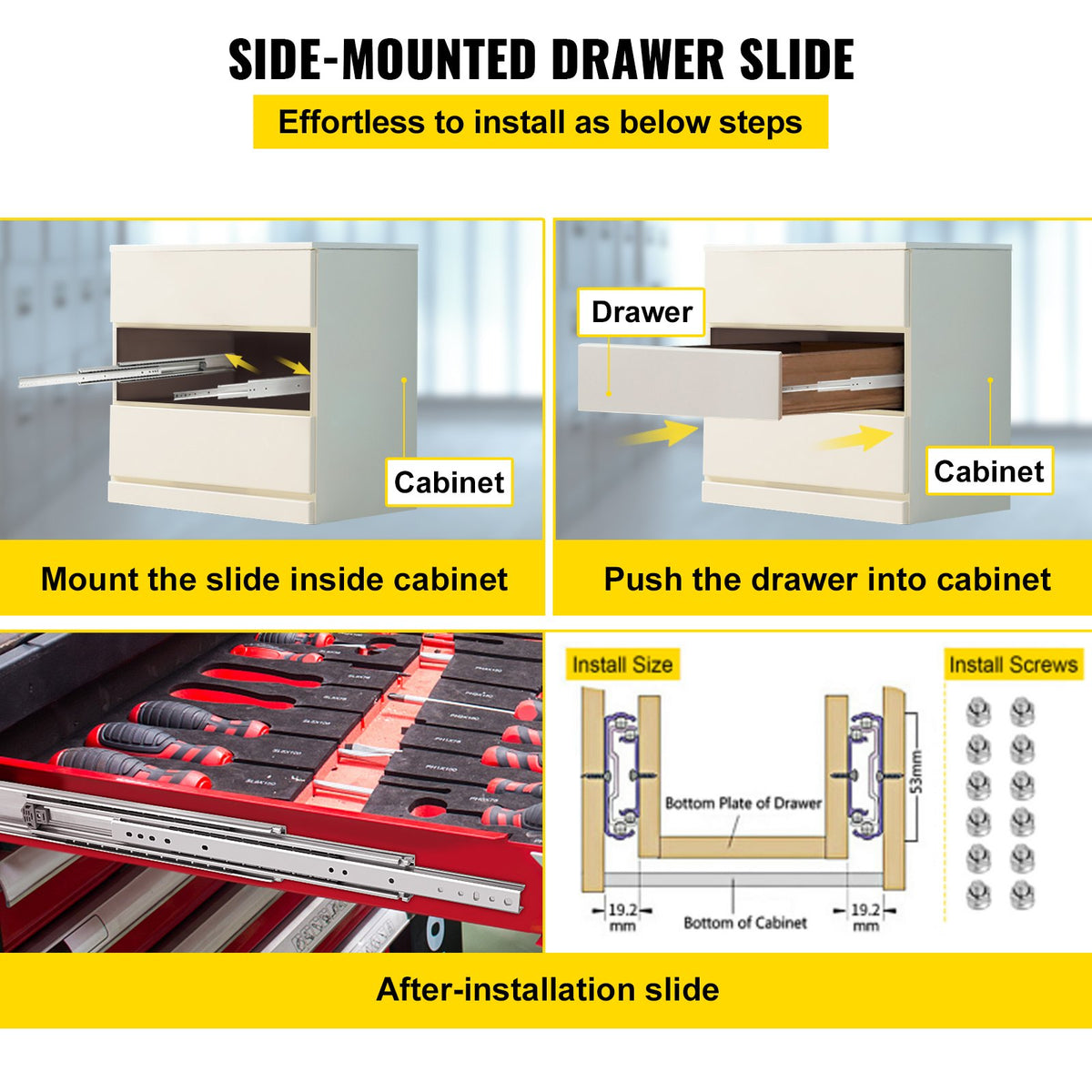Drawer Slides | 40" Soft Close Ball Bearing Full Extension 500lb