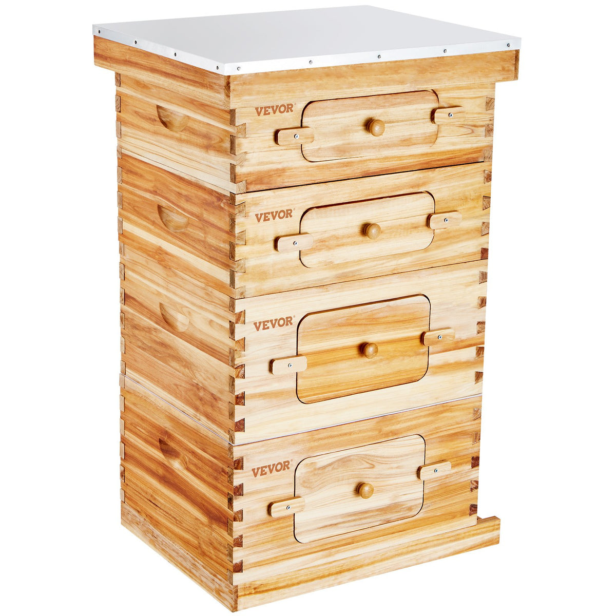 Bee Hive Starter Kit 40 Frame | Beeswax Coated Cedar Wood Langstroth Beehive | 2 Deep + 2 Medium Boxes with Transparent Windows | For Beginners & Pro Beekeepers