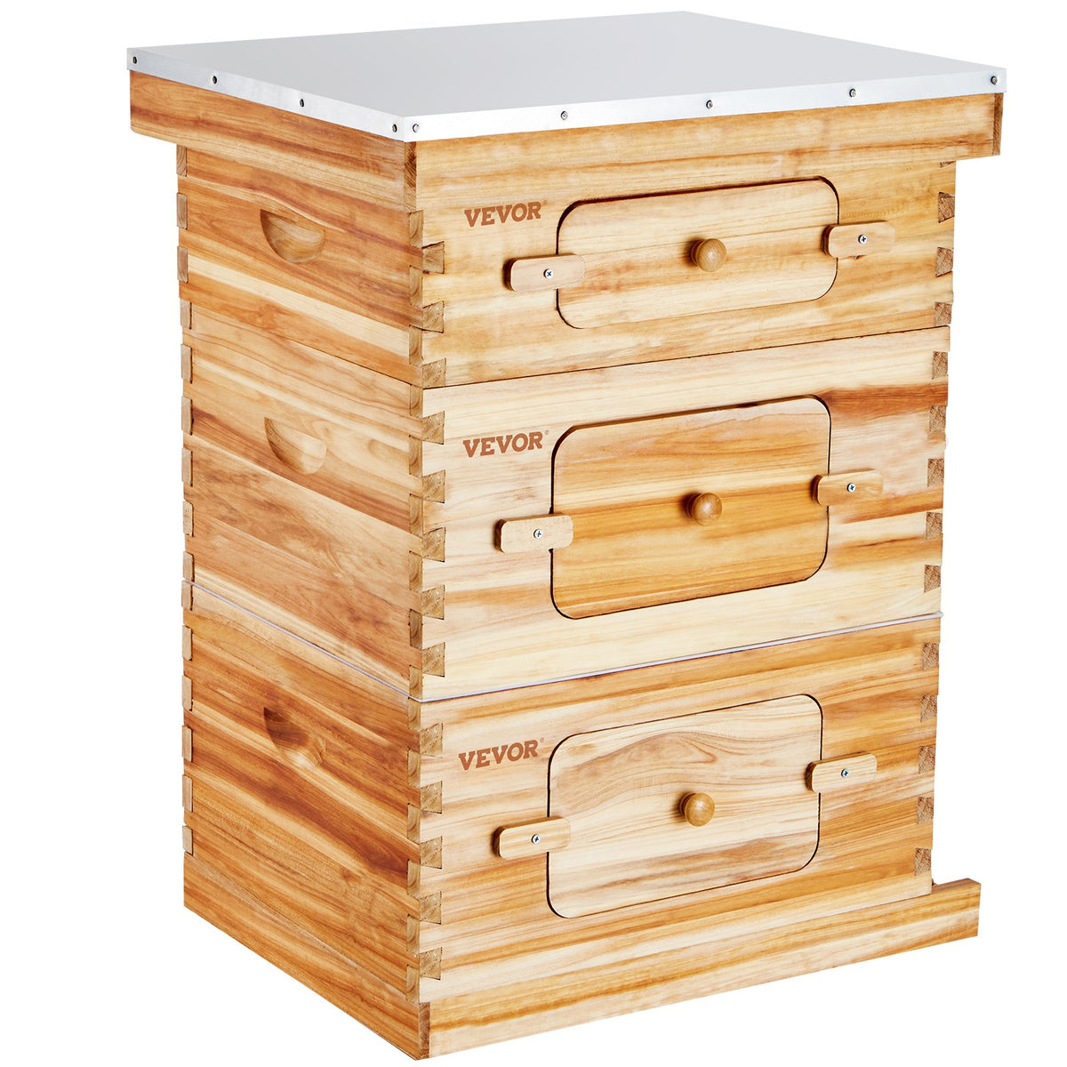 Bee Hive 30 Frame Starter Kit | Beeswax Coated Fir Wood Langstroth Beehive | 2 Deep + 1 Medium Boxes with Windows