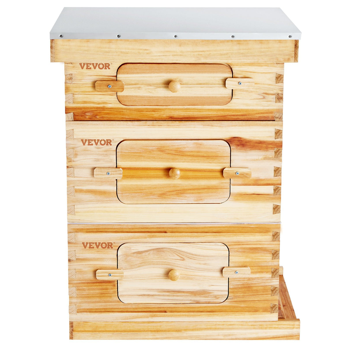 Bee Hive 30 Frame Starter Kit | Beeswax Coated Fir Wood Langstroth Beehive | 2 Deep + 1 Medium Boxes with Windows