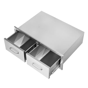 Outdoor Kitchen Drawers 30"x10"x20" | Stainless Steel Double BBQ Access Drawers with Handle | For Outdoor Kitchens & BBQ Islands