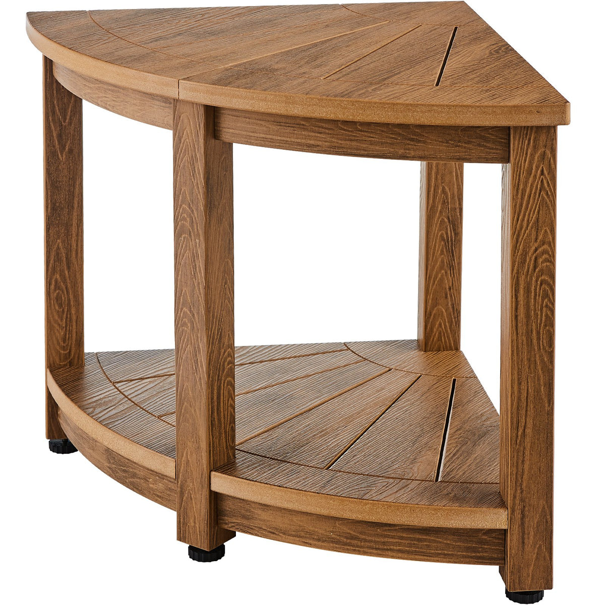 Corner Shower Bench 18.5 Inch Height | Faux Wood Grain Polystyrene | 159kg Capacity with Storage Shelf | Water Resistant for Bathroom, Living Room & Outdoor