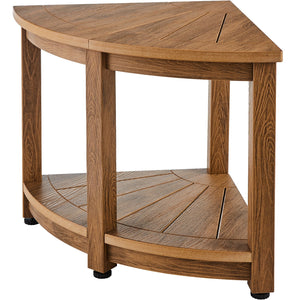 Corner Shower Bench 18.5 Inch Height | Faux Wood Grain Polystyrene | 159kg Capacity with Storage Shelf | Water Resistant for Bathroom, Living Room & Outdoor