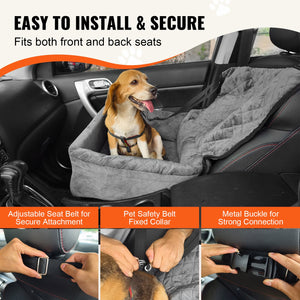 Dog Car Seat | Booster Seat for Small/Medium Dogs up to 18.1kg | Grey