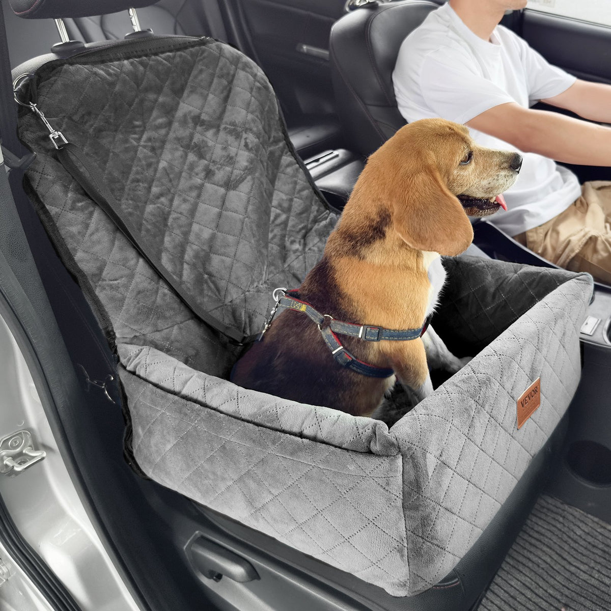 Dog Car Seat | Booster Seat for Small/Medium Dogs up to 18.1kg | Grey