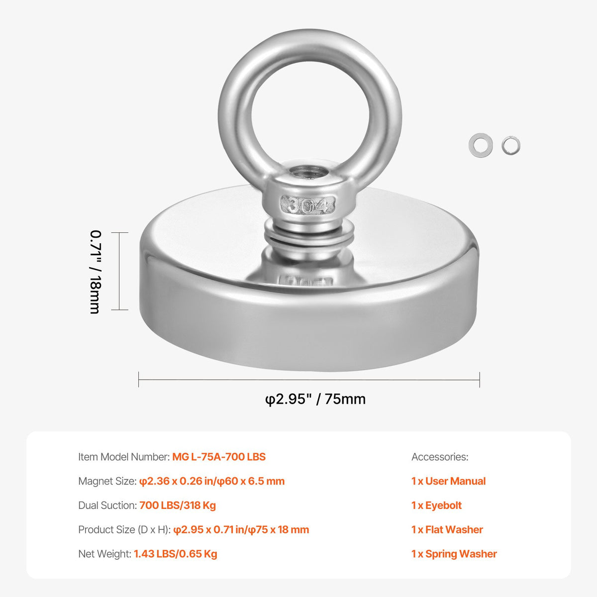 Fishing Magnet | 318kg Heavy Duty Neodymium Magnet with Rope & Hook