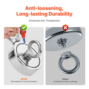 Fishing Magnet Kit | 454kg Double-Sided Pull Force with Rope & Hook