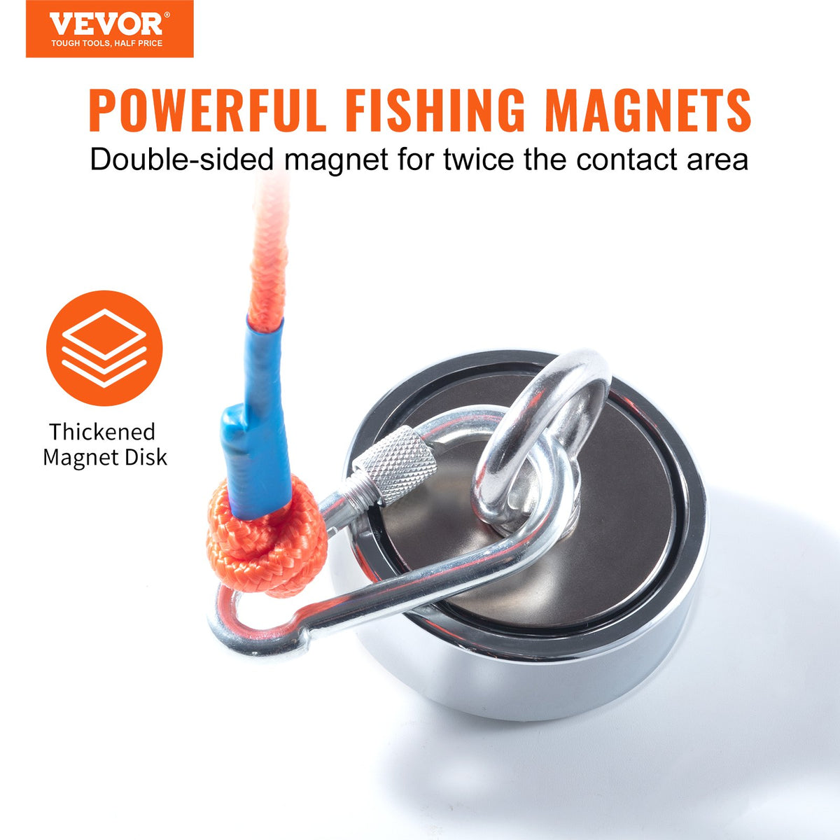 Magnet Fishing Kit | 1200lb Double-Sided Magnet with Rope, Hook & Gloves | Waterproof Case Included