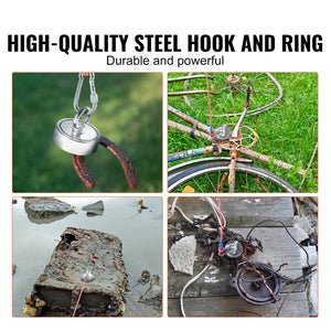 Magnet Fishing Kit | 1200lb Double-Sided Magnet with Rope, Hook & Gloves | Waterproof Case Included