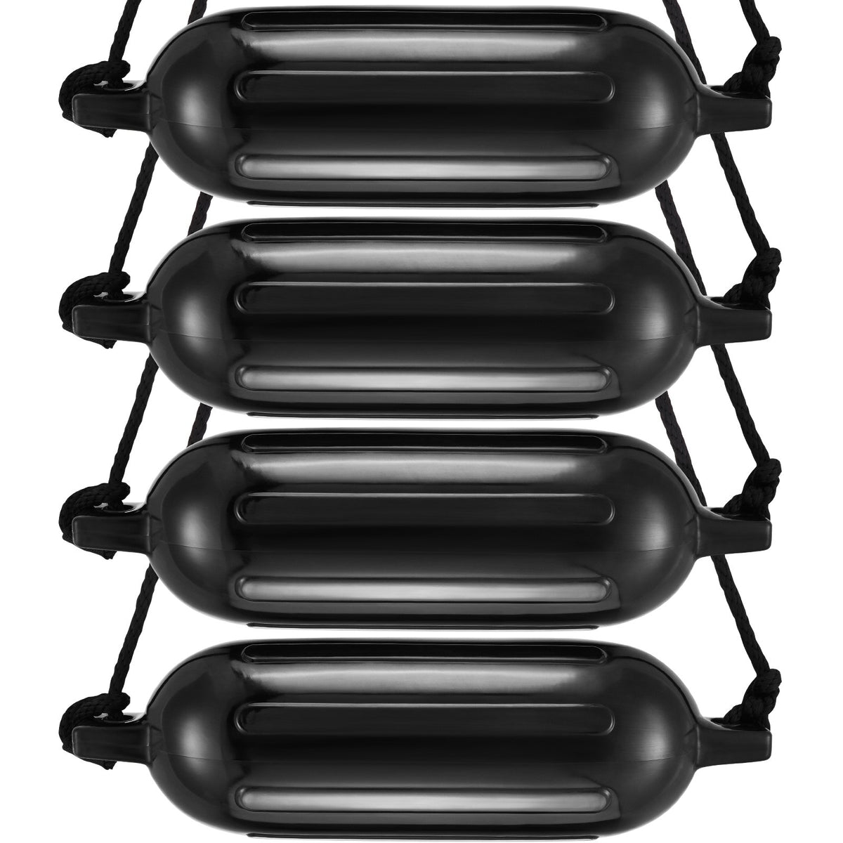Boat Fenders 4 Pack | 6.5"x23" Inflatable Ribbed Bumpers with Pump