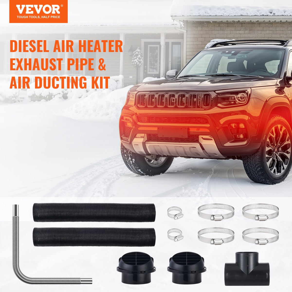 Diesel Heater Pipe Ducting Kit | 3" Air Hose + 1" Exhaust + Vents & Clamps | Fits 2kW-8kW Heaters