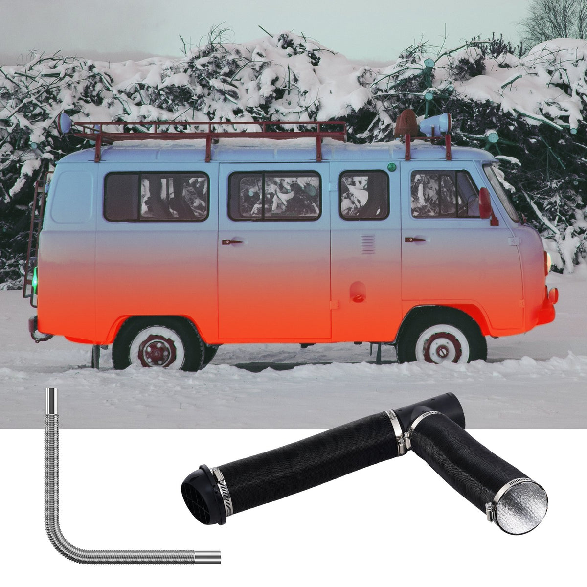 Diesel Heater Pipe Ducting Kit | 3" Air Hose + 1" Exhaust + Vents & Clamps | Fits 2kW-8kW Heaters