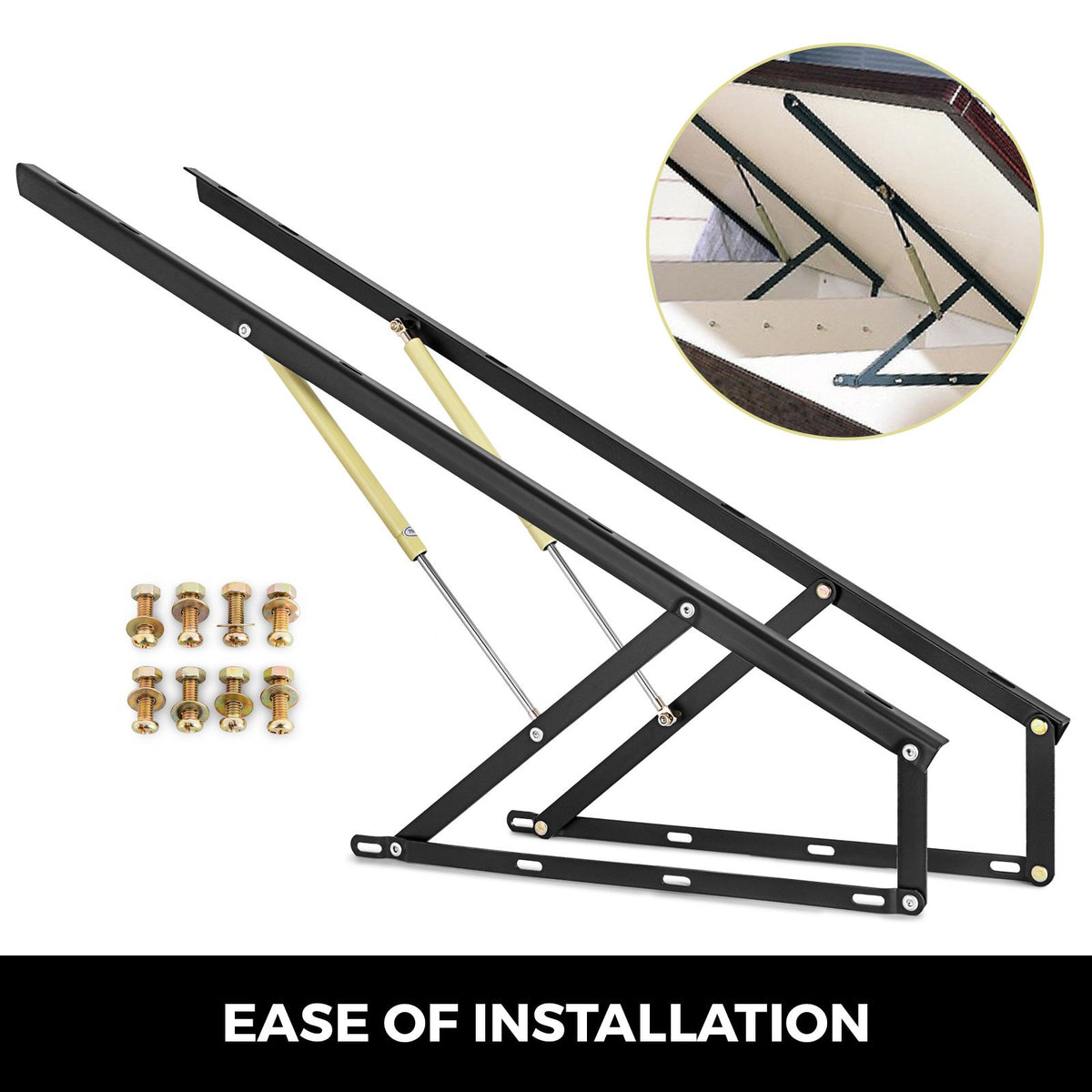 Hydraulic Bed Lift Mechanism Kit 48" | For Sofa Beds & Storage Beds | Heavy Duty Hardware
