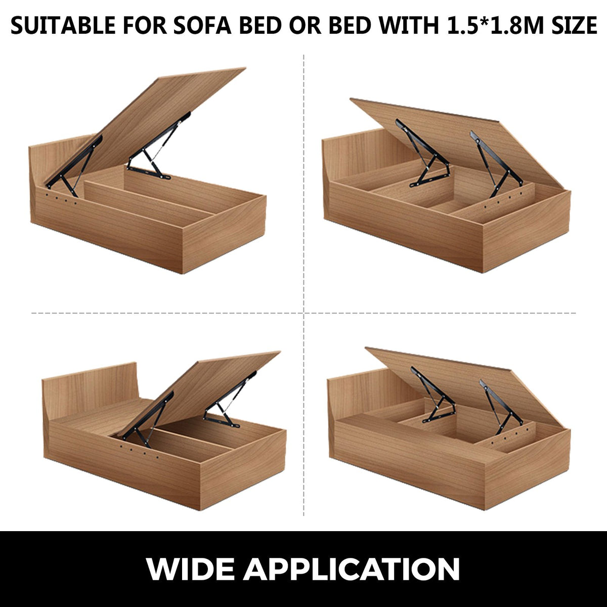 Hydraulic Bed Lift Mechanism Kit 48" | For Sofa Beds & Storage Beds | Heavy Duty Hardware