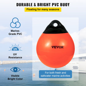 Marine Buoy Balls | 15" Inflatable PVC Mooring Markers | Heavy Duty Orange Boat Floats