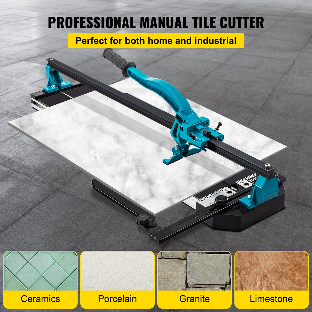 Tile Cutter | 24" Cutting Tool with Laser Guide & Double Brackets
