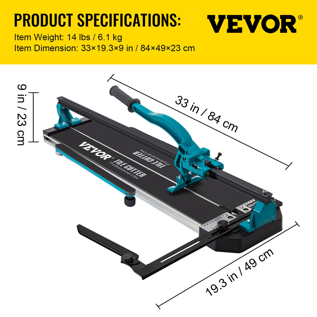 Tile Cutter | 24" Cutting Tool with Laser Guide & Double Brackets