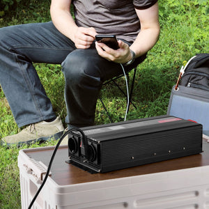 Pure Sine Wave Inverter 2000W | Power Inverter with 2 AC Outlets, 2 USB & 1 Type-C | LCD Display & Remote | CE FCC Certified