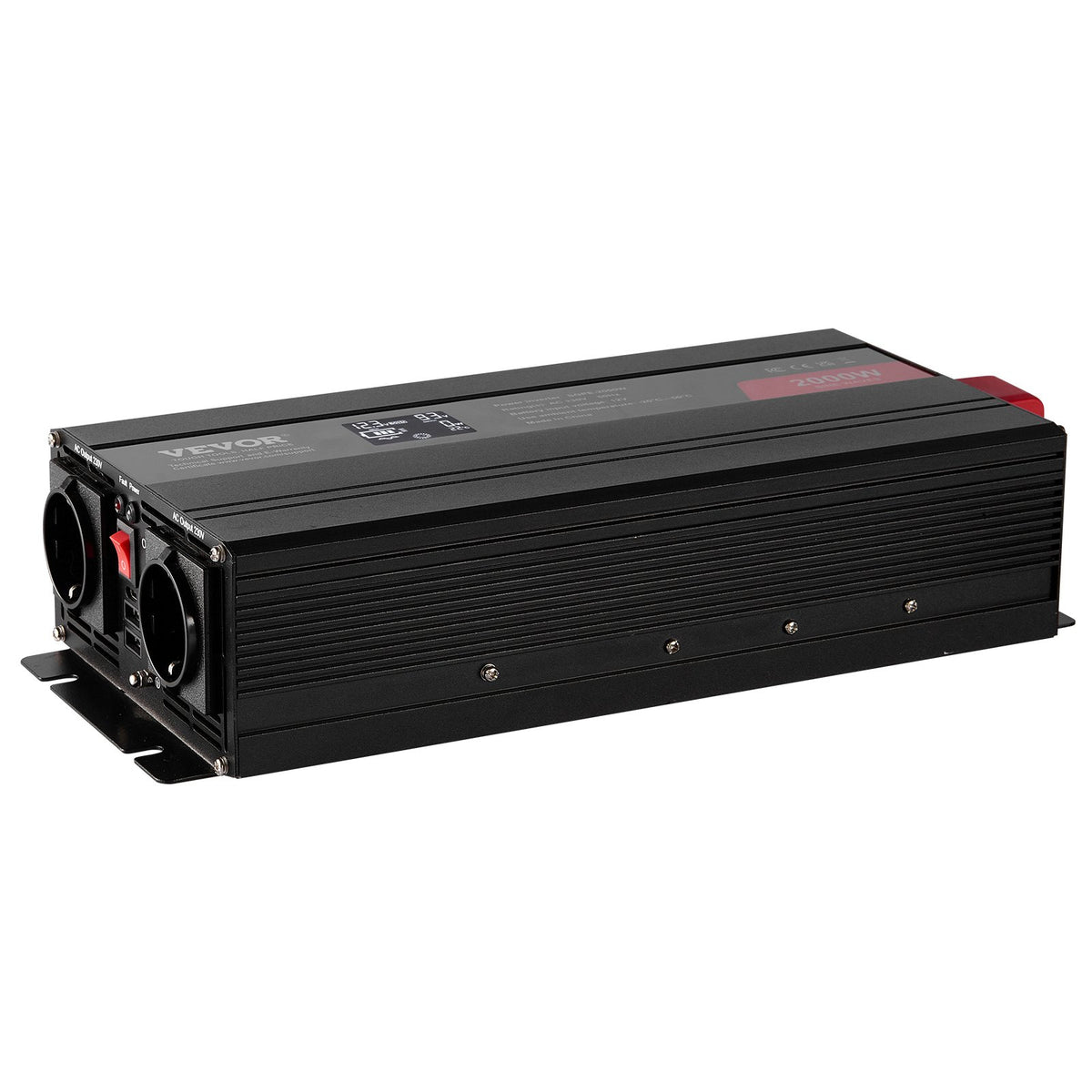 Pure Sine Wave Inverter 2000W | Power Inverter with 2 AC Outlets, 2 USB & 1 Type-C | LCD Display & Remote | CE FCC Certified