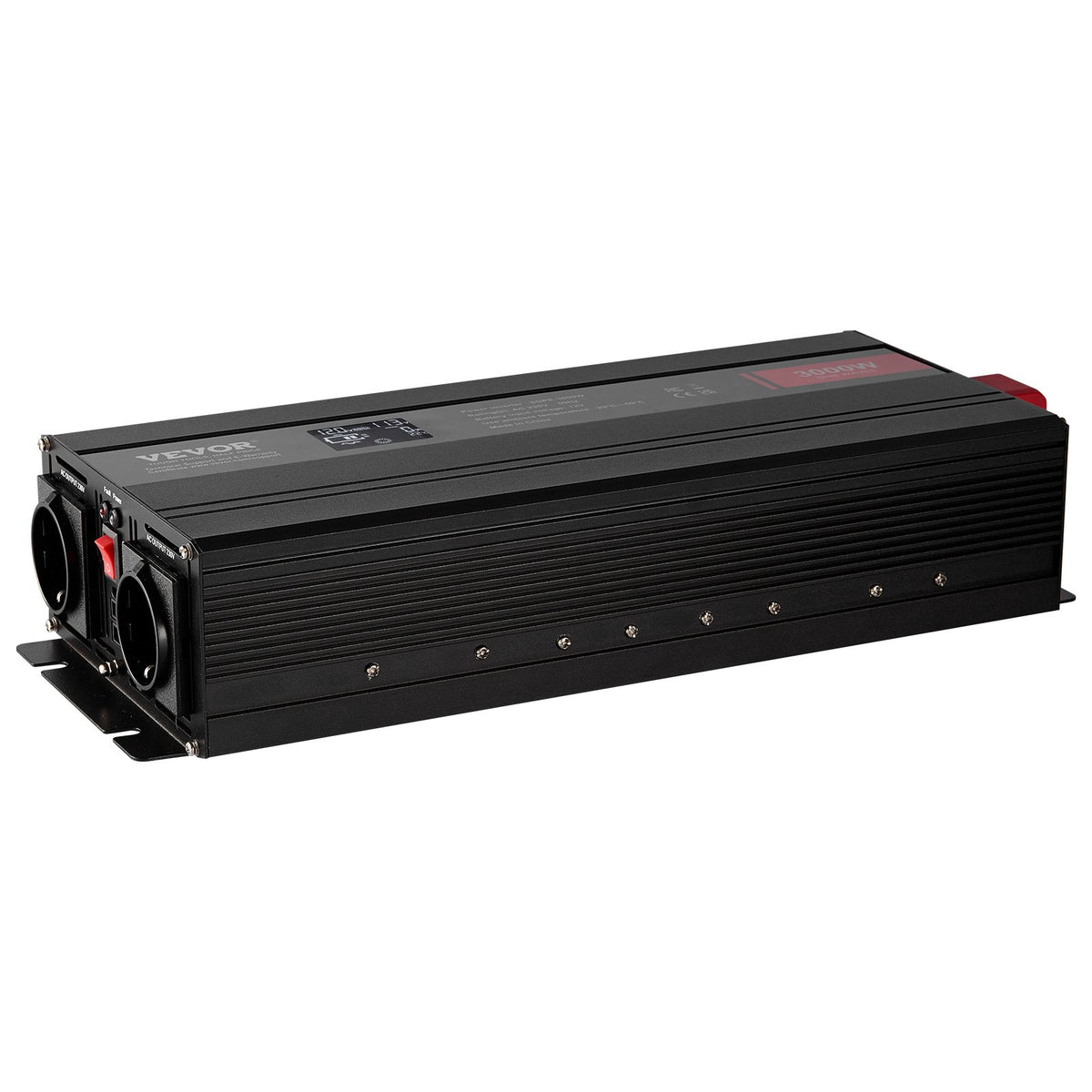 Pure Sine Wave Inverter 3000W | Power Inverter with 2 AC Outlets, 2 USB & 1 Type-C | LCD Display & Remote | CE FCC Certified